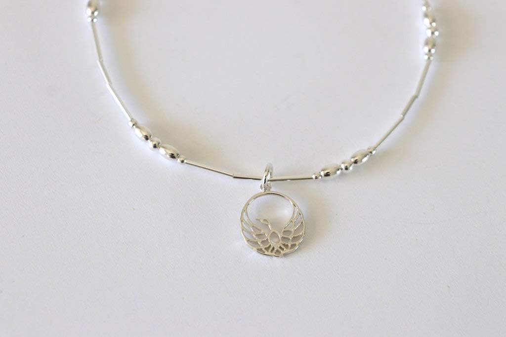 Handmade Phoenix Sterling Silver Anklets for Women - Adjustable Phoenix Rising Above Charm Ankle Bracelets for Women - Perfect Beach Anklet Gift and Gift for Her