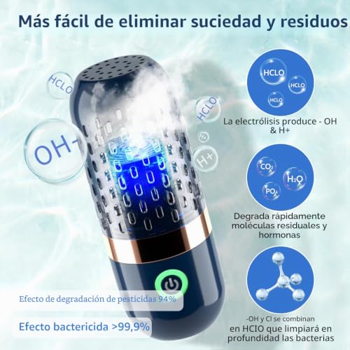 Miniatura 4 de Lavadora De Frutas Y Verduras, Portátil En Forma De Cápsula De 3000 Mah, Limpiador Ultrasónico De Verduras Con Tecnología De Limpieza De Iones Oh, Carga Usb, Para Limpiar Frutas, Verduras, Vajilla