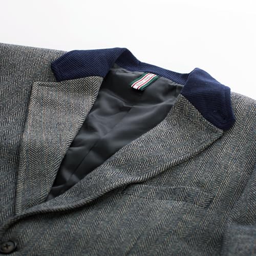 Image of PJ PAUL JONES Mens Herringbone Blazer Vintage Tweed Wool Blend Sport Coat Jacket