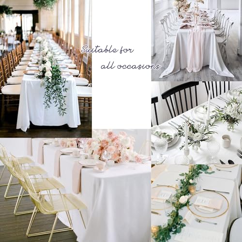 Restfulglow 8 Pack White Tablecloth 60 X 102 Inch Polyester Table Cloth For 6 Foot Rectangle Tables thumb #6