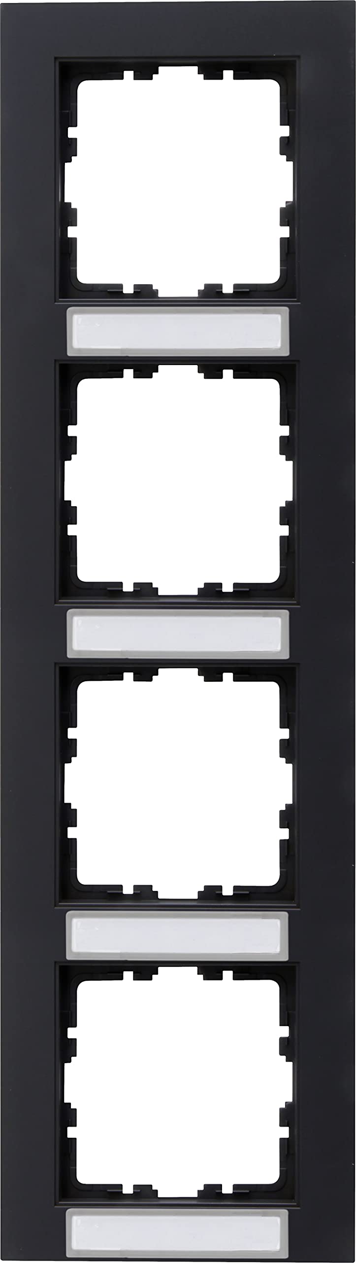 Cadre de recouvrement 4 prises vertical anthracite HK07 avec champ d'écriture pratique
