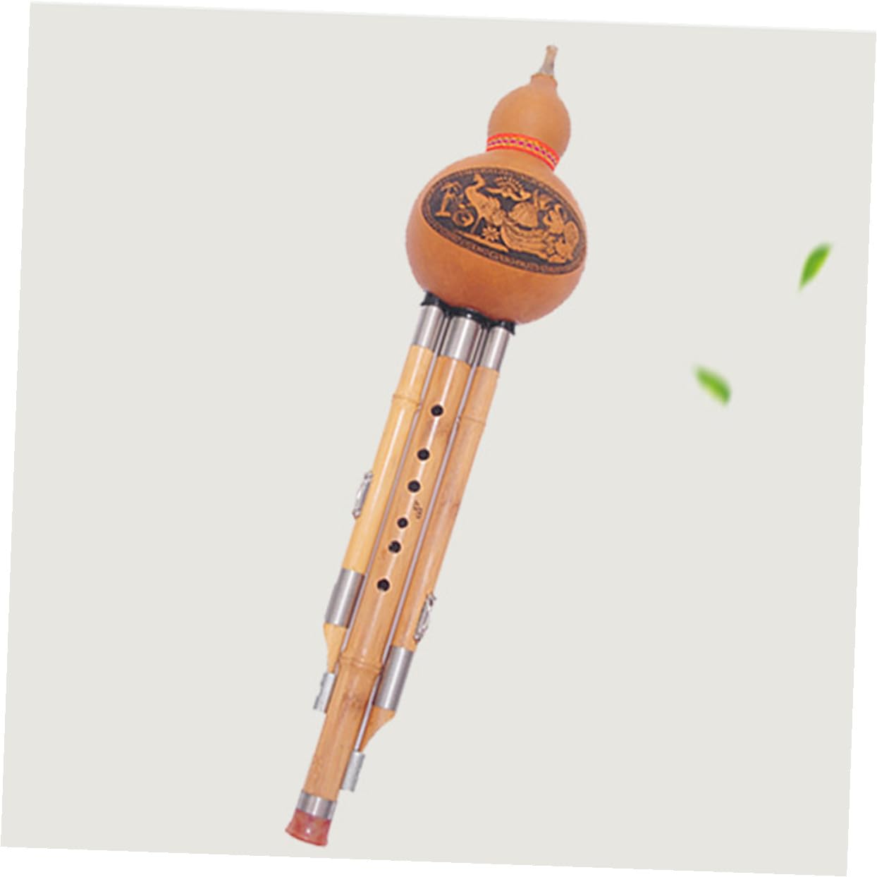 SUPVOX Flauta Hulusi De Bambú Hecho a Mano Clave C, Instrumento Musical Étnico De Calabaza Natural Lengüeta De Aleación, Diseño Compacto Para Principiantes y Amantes Música