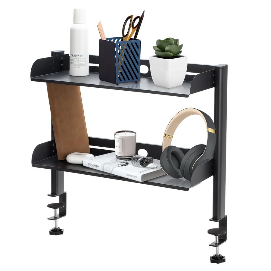 FEIKU Clamp On Desk Organizer Shelf, Metal Desk Extender Side