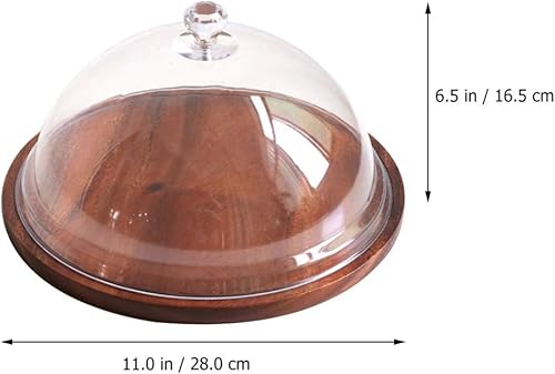 Miniatura 4 de Hemoton Soporte de exhibición de pasteles de acrílico con cubierta de cúpula de 11 pulgadas, bandeja circular para servir postres, pan y aperitivos,