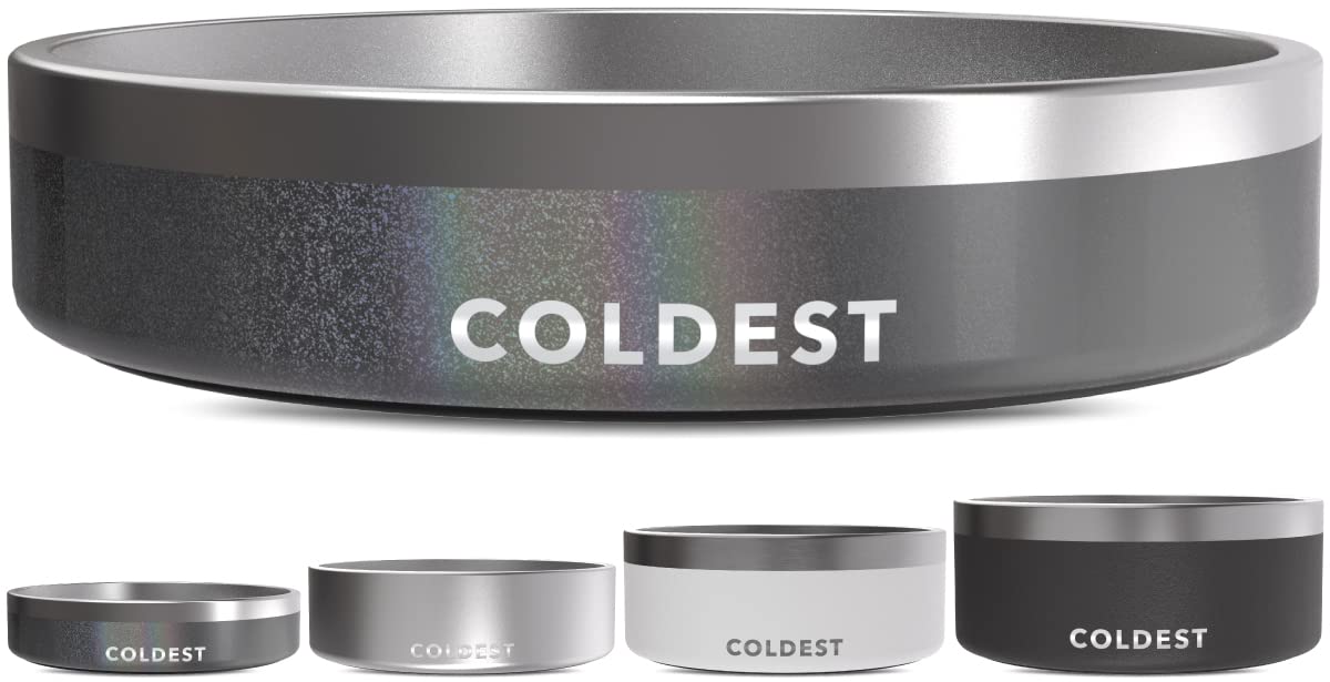 Coldest Dog Bowl - Anti Rust Metal & Non Slip Dog Bowls Large, Spill Proof Heavy Duty 3 Layers Insulated Dog Bowl - Food and Water Bowl for Dogs, Cats & Pets, Dishwasher Safe (21 oz, Stardust Glitter)