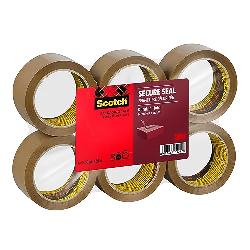Scotch Ruban adhésif d'emballage havane, 6 rouleaux, 50 mm x 66 m