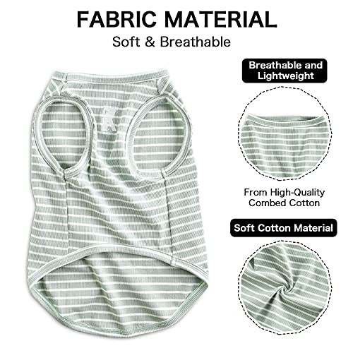 Koneseve Dog Shirt Vest Lightweight Stretchy Dog T-Shirts Soft Cool Shirts Sleeveless Stripe Vests Breathable Clothes For Puppy Kitty Cats Small Medium Large Dogs 2 Pack Pink + Green [ M/Medium ] #TOP4