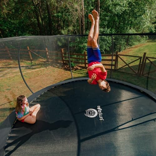 JUMPZYLLA Trampoline 8FT 10FT 12FT 14FT 15FT 16FT Trampoline Outdoor with Enclosure - Recreational Trampolines with Ladder and AntiRust Coating, ASTM Approval Outdoor Trampoline for Kids