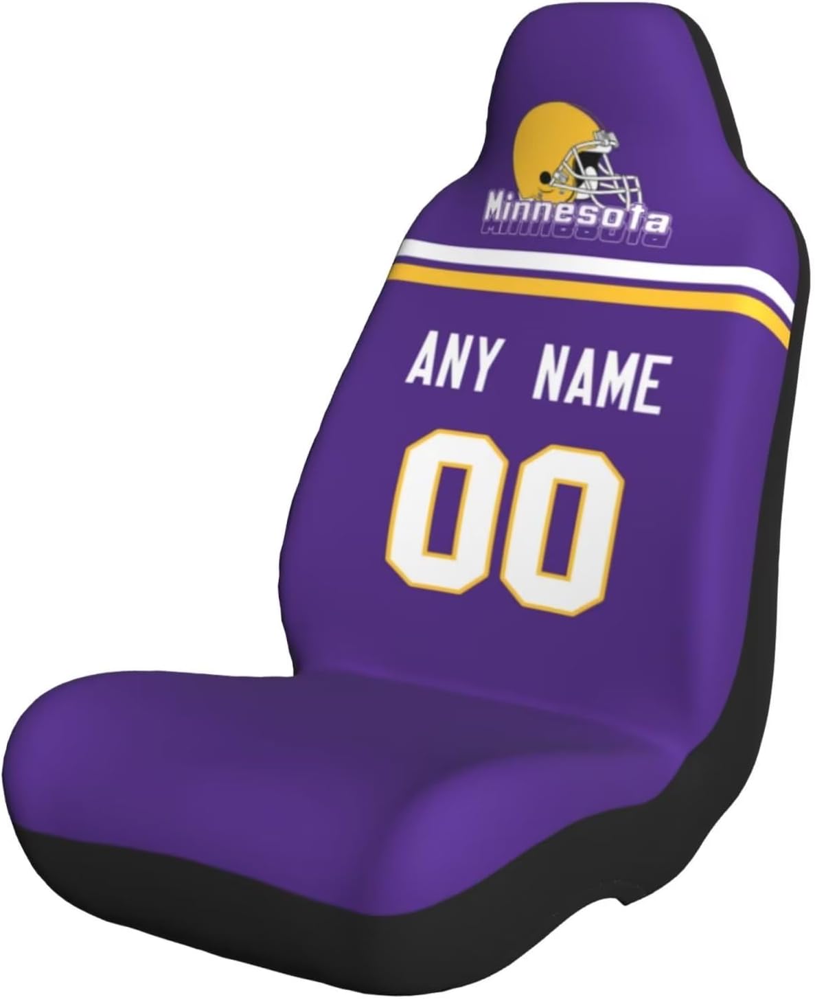 Custom Football Car Seat Covers, Customized Minnesota Gifts Personalized Name and Number Car Accessories, Elastic Car Front Seat Protector Cover, Universal Size Fit Most Car, 2PC