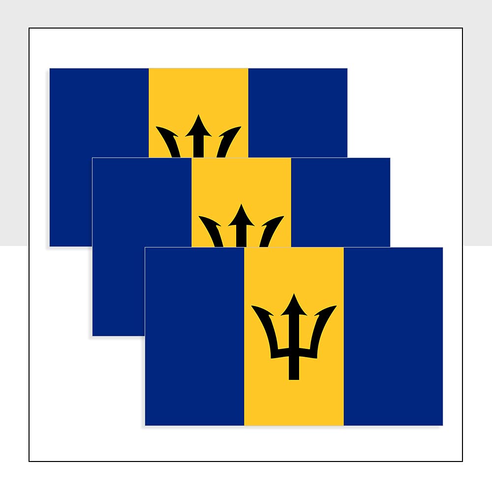 Packwith Barbados Flag Stickers Pack of 3 (100 x 60 mm) Waterproof BRB label for Bike Van Laptop Helmet Car Windows P1116