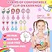 Jewelry Girl Toys for Ages 3-8, Adjustable 38 Lovely Rings for Kids, Clip On Earrings for Girls, 3 4 5 6 7 8 Year Old Girls Christmas Birthday Gifts, Toddler Toy for Princess Dress Up, Party Favor