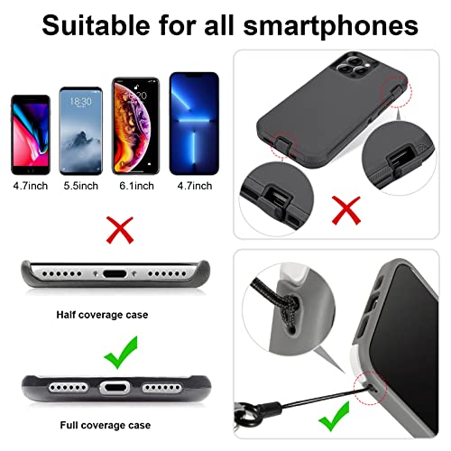 Maxcury Phone Lanyard, Neck Strap & 2 Pack Pads & Ring Strap For Phone Case, Hand Wrist Strap Metal Key Chain Holder, Checkered Nylon Lanyard Compatible For Name Tags Badge Id Card - Retail Package #TOP4