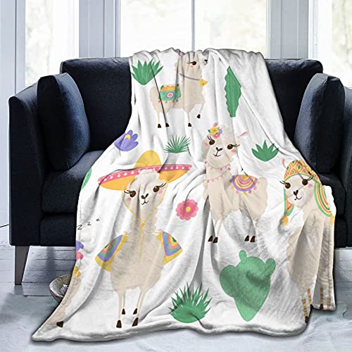 Gadimen Llama Throw Blanket, Super Soft Lightweight Flannel Fleece Blankets For Bed Couch Sofa, All Season Warm Cozy Fuzzy Plush Microfiber Blanket For Hot Sleepers 50X40 Inches #TOP4