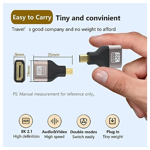 Image of ETZIN Mini /Micro HDMI to HDMI Adapter Fully Compatible with Wireless HD-MI Transmitter and Receiver, with a Transmission Speed up to 48Gbps and Backward Compatible with 4K@30Hz /2K@120Hz /1080P