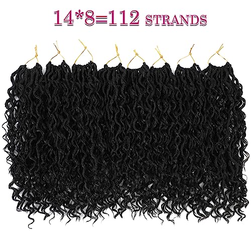 Image of 8 Packs Curly Faux Locs Crochet Hair, 14 Inch Goddess Locs Crochet Hair