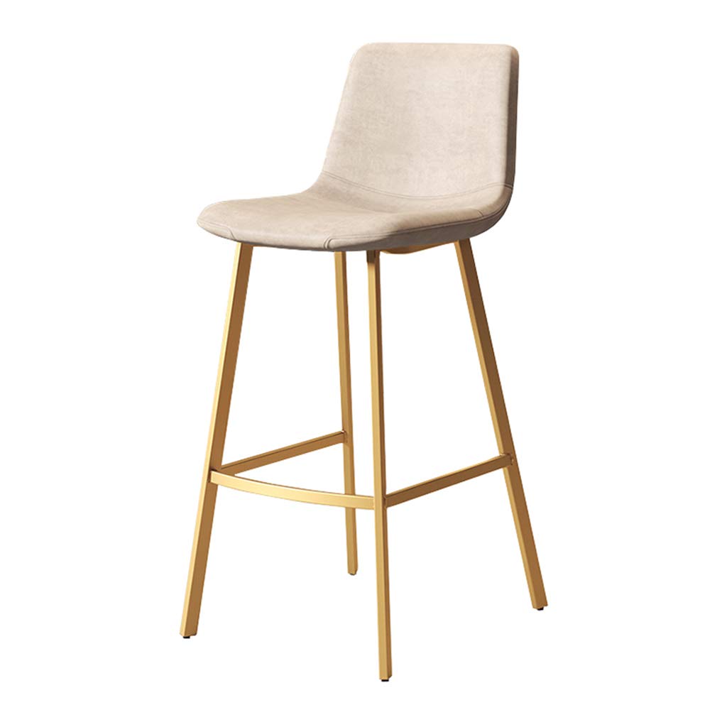 Bar Stool with High-Back Modern Kitchen Bar Chair Faux Leather Upholstered Dining Chair Kitchen Breakfast Chair Footrest with Metal Legs Seat Height 75cm