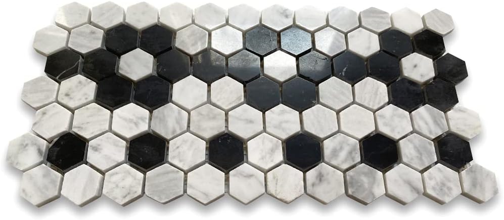 Diflart カララ大理石モザイクタイル 六角形 1インチ 光沢仕上げ イタリア製 ビアンコ カレラ 大理石 バックスプラッシュタ 欠品中 600角 600 タイル 磨き面 白 マーブル模様 ビアンコ カララ 大理石調 大きな 模様 鏡面 磁器 ベランダ リビング フロア 壁  キッチン DIY 洋風 内装 - タイル通販タイルオンライン