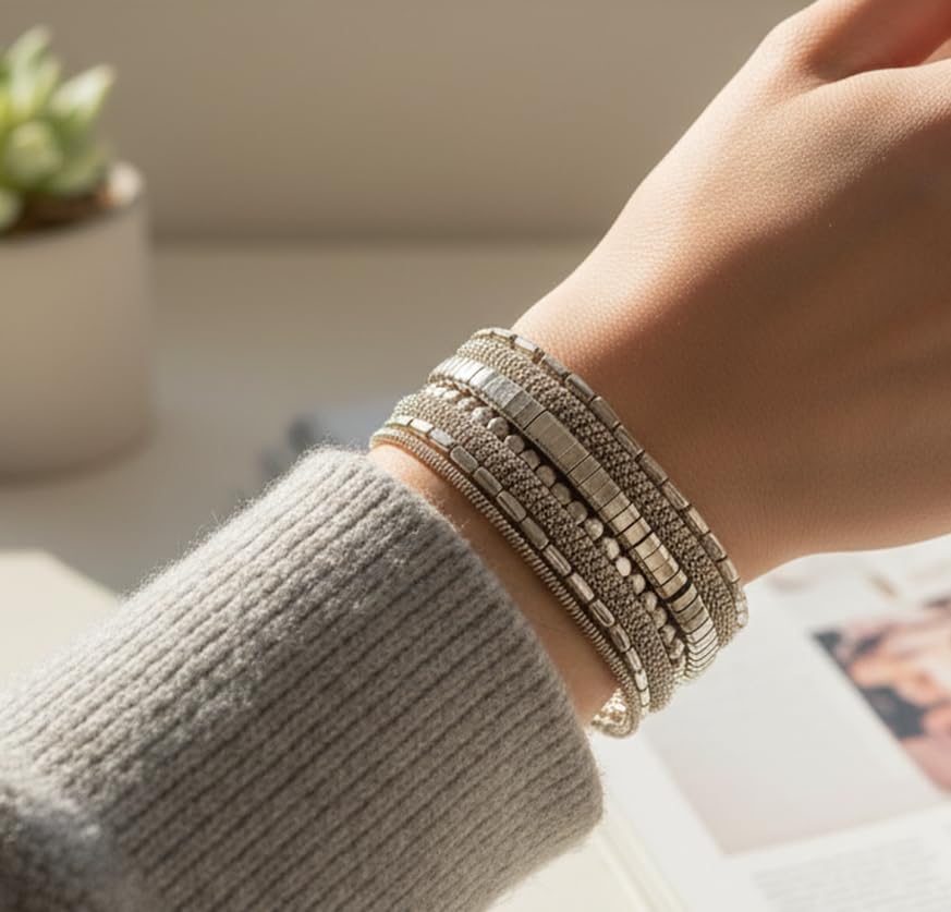 Image of Touchstone Indian Colorful Bead Bracelet Bollywood Beaten Metal Beads Openable Broad Cuff Bracelet in Gold or White Tone for Women.