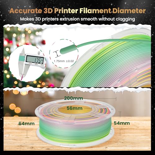 Image of SUNLU Rainbow PLA Filament Bundle 1.75mm, Multicolor 3D Printer Filament, Smooth Color Change, Color Change Each 8 Meters, Suitable for Christmas Decoration, 4kg in Total, 1kg per Spool, 4 Pack