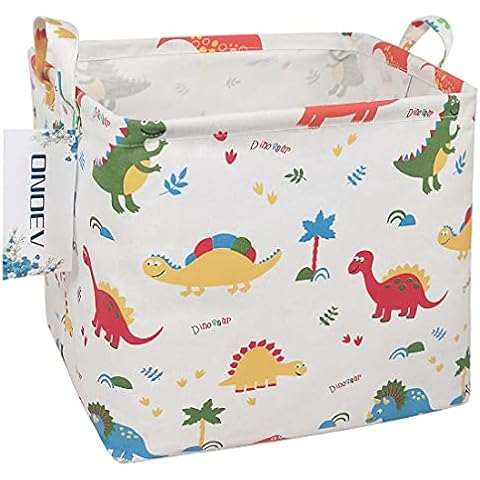 ONOEV Square Folding Laundry Basket, waterproof Canvas Basket,gift basket,Suitable for children's room,Office,Clothes,Toys Storage(Dinosaur Paradise) Cover