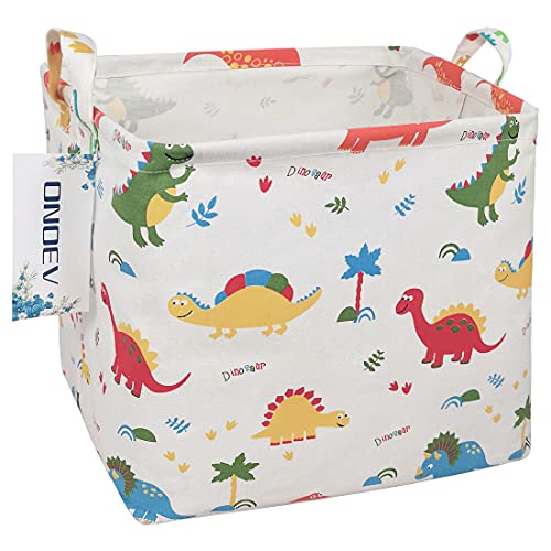 Onoev Square Folding Laundry Basket, Waterproof Canvas Basket,Gift Basket,Suitable For Children's Room,Office,Clothes,Toys Storage（Dinosaur Paradise） #TOP3