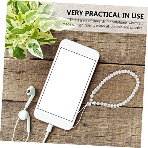 ABOOFAN 2 Peças Colar Contas Cordão De Pulso Cordão De Strass Cordão De Cristal Para Telefone Celula