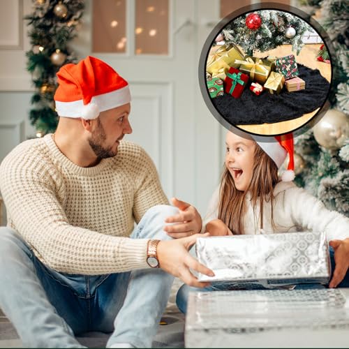 Civaner Black Christmas Tree Plush Skirts Decorations Faux Fur Plush Christmas Tree Skirt Merry New Year Xmas Holiday Party Decorations for Indoor Home Ornaments(48 Inch) by Civaner - Image 5