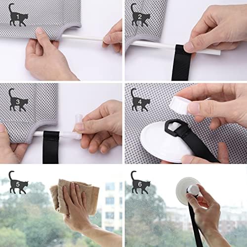 Nobleza - Cat Hammock, Cat Window Perches with Strong Suction Cups, Space Saving and Safety Mounted Cat Bed, Window Resting Seat Shelves for Indoor Large Cat Kitten