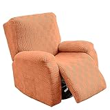 Housses de fauteuil inclinable – Housse de fauteuil inclinable douce et extensible, housse antidérapante avec poche latérale pour fauteuil inclinable une place (orange cookie)