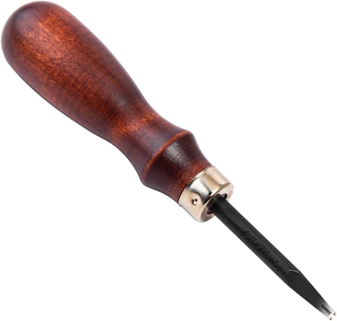 Edge Beveler High Carbon Steel Leather Beveler Tool Sharp Edge Skiving Leather Edge Beveler Wood Handle Edge Cutting Tool for Beveling Size 1,0.8mm