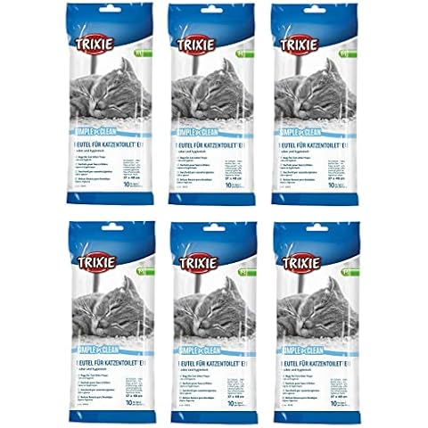 6 PACK TRIXIE SIMPLE 'N' CLEAN BAGS FOR CAT LITTER TRAY LINERS MEDIUM 10 PCS 37 X 48 CM Cover