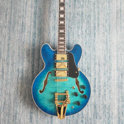 Guitare électrique Jazz 335 semi-creuse double trous F avec table en érable matelassé