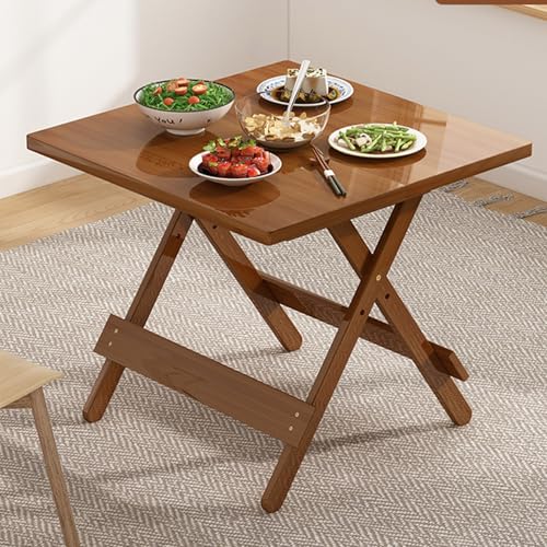 LRHELPBNR Mesita Auxiliar Plegable De Bambú, Mesa Nórdica Multiusos Portatil para Salón, Comedor, Cocina, Habitación, Balcón, Terraza(B 68x68x60cm)