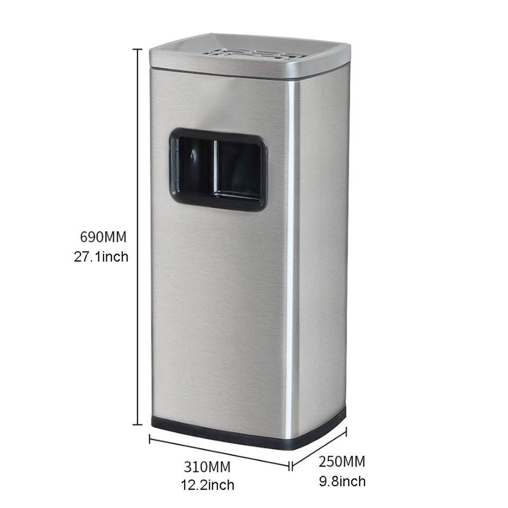 UPJAKS Cubo de Basura Papelera de Reciclaje de Acero Inoxidable Bote de Basura Cubo de Basura Clasificación Organizador del envase Exterior Cubo de la Basura de Plata 30L Bote de Basura Baño