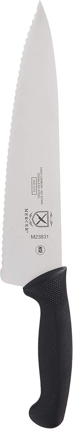 Mercer Culinary M23831 Millennia Black Handle, 10-Inch Wavy Edge, Chef's Knife