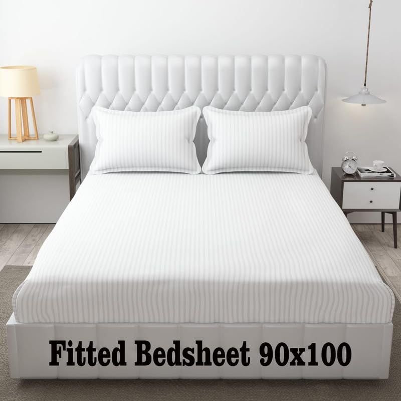 See full amazon price history chart for Roman 100% Cotton 90x100 inch Fitted 300TC Satin Stripe Elastic Fitted Bedsheet | Bedroom Hotels Daily Use Fitted Bedsheet with 2 Pillow Covers (White) Roman 100% Cotton 90x100 inch Fitted 300TC Satin Stripe Elastic Fitted Bedsheet | Bedroom Hotels Daily Use Fitted Bedsheet with 2 Pillow Covers (White) (B0CC3S6DP5) Amazon Price History, Amazon Price Tracker