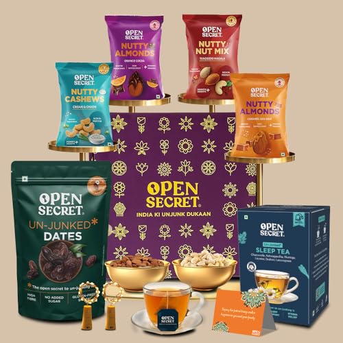 Open Secret Diwali Gift Box | Combo of 11 | Dates, Assorted Nuts ...