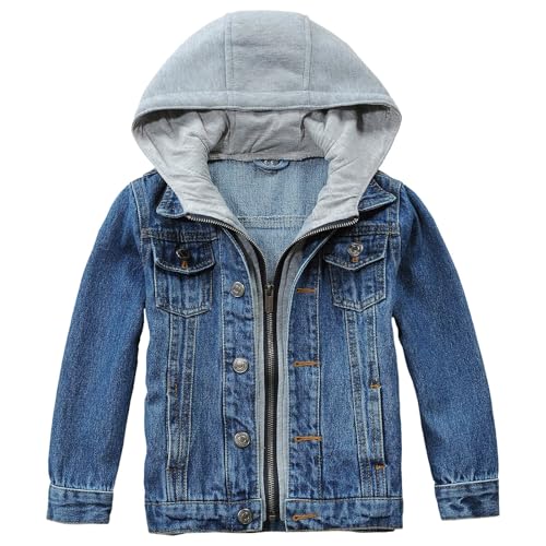 Denim Jacket for Kids Long Sleeve Zip Up Hoodie Autumn Winter Casual Slim Fit Daily Wear Denim Coat for Girls