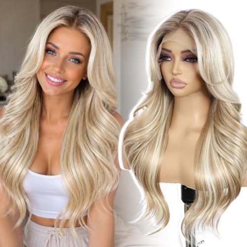 SAPPHIREWIGS Blonde Layered 13x4 Synthetic Lace Front Wigs 20 Inch