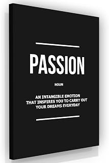 Passion Noun Definition Wall Art Office Decor Canvas Print, Inspiration Spirit Sign Quote, Entrepreneur Dedication Print, Passionate Modern Art, Minimalist Ambition Motivational Wall Art (8 x 8 in)
