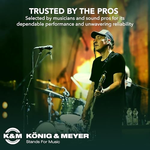 Image of K&M Konig & Meyer 21090.500.55 Tripod Microphone Stand - Adjustable Telescoping 2-Piece Boom Arm - Professional Grade - Heavy Duty with Folding Leg Base - German Made Black