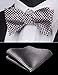 HISDERN Men's Stripe Jacquard Woven Self Bow Tie Set Burgundy/White
