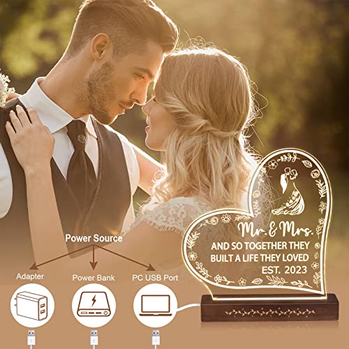 Just Married Gifts, Dimmable Night Light, Wedding Gifts For Newlyweds, Mr And Mrs Gifts For Couples, Bridal Shower Gift For Bride, Engagement Gifts For Couples Newly Engaged Unique #TOP4