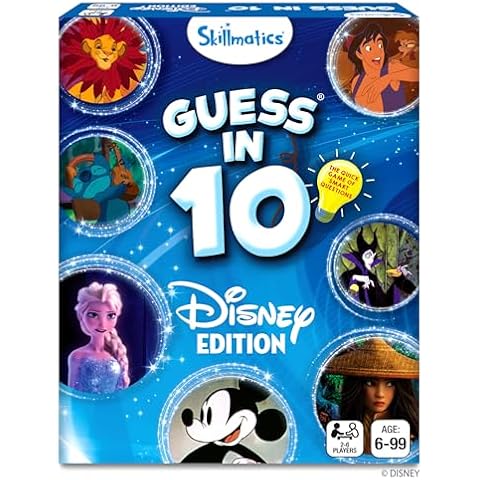 Skillmatics Collectible Card Game - Guess in 10 Disney, Perfect for Girls, Boys, Kids, Teens, Adults Who Love Board Games, Cinderella, Mickey Mouse, Moana, Gifts for Ages 6, 7, 8, 9 and Up Cover