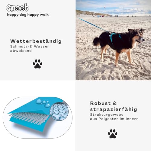 5m Schleppleine, Hundeleine, 1 Karabiner, Cyan-Blau, sehr stabil, schmutz- und wasserabweisend
