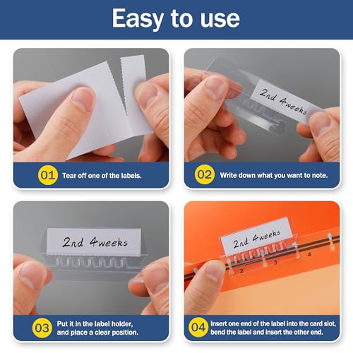 Abas de pasta de arquivos suspensas, conjunto de 30 abas transparentes de pasta de arquivo com inser