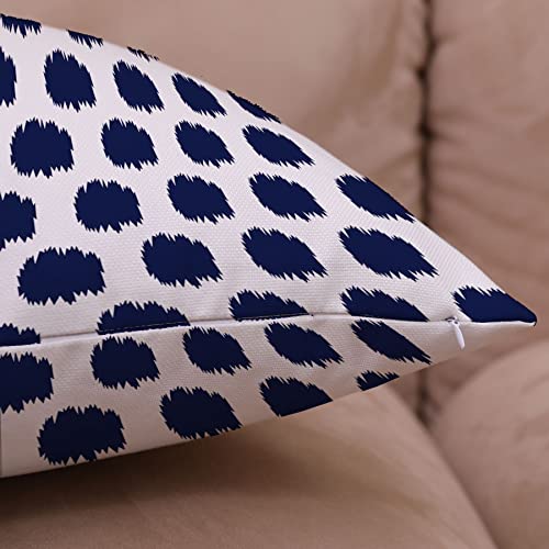 Wilproo Navy Blue Nautical Anchors Throw Pillow Covers 18 X 18 Inch Set Of 4, Geometric Blue Dots Cushion Cover Square Pillowcase Cotton Linen Outdoor For Sofa Couch Patio Home Decor #TOP3