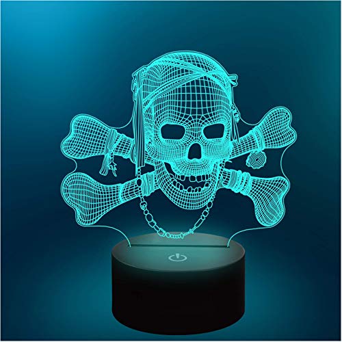3D Schädel Nachtlicht, LED skull Illusion lampe, 16 Farben ändern & Fernbedienung Raum neben Schreibtisch Nachtlampe Geburtstag Weihnachten