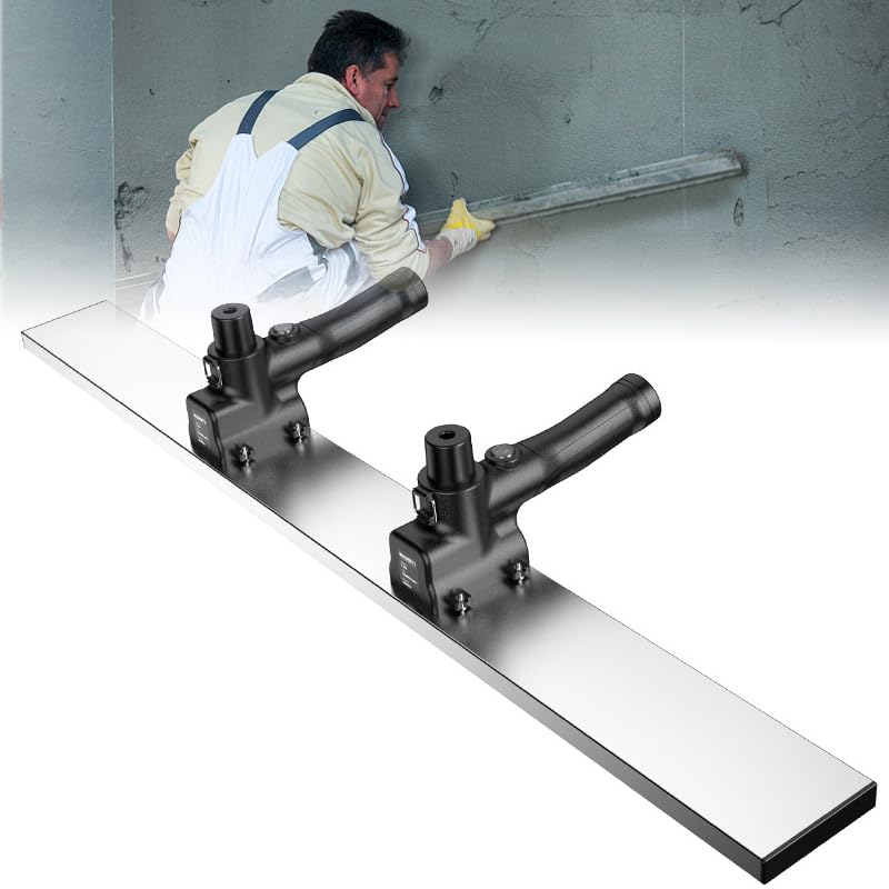 Outil de finition pour chape en béton avec planche en acier inoxydable pour lissage premium