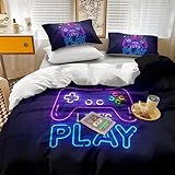 MILANKET Gaming Comforter for Boys Twin Size, Gamer Gamepad Kids Bedding Comforter Sets for Boys wit